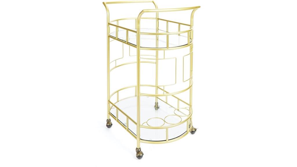 gold metal glass cart