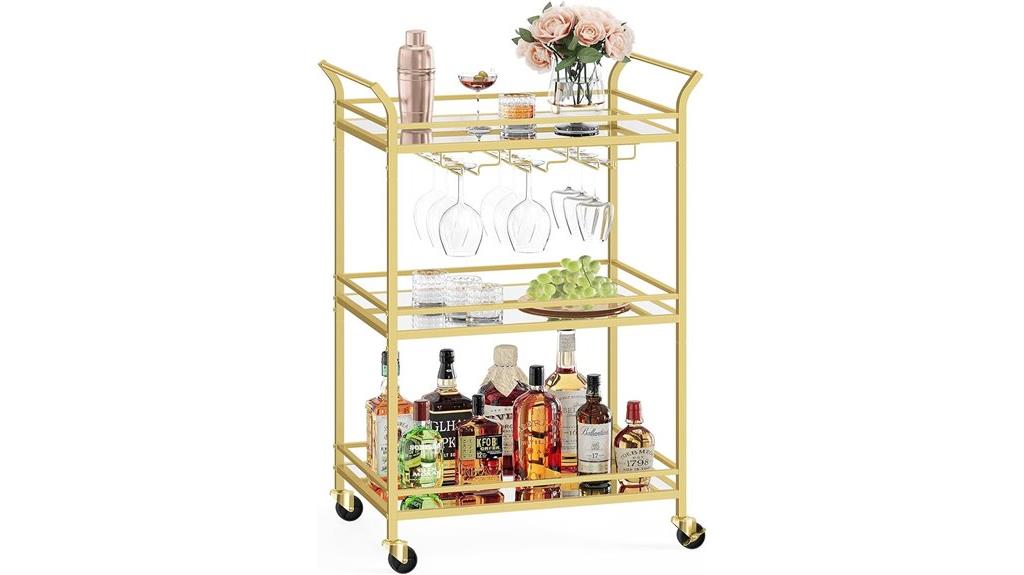 gold mirrored bar cart