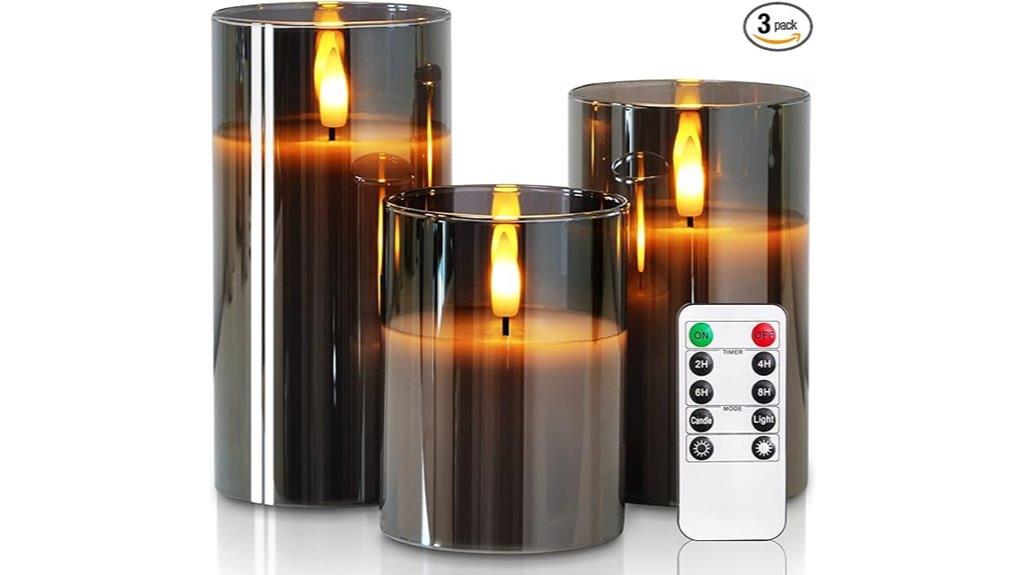 grey flameless candles set