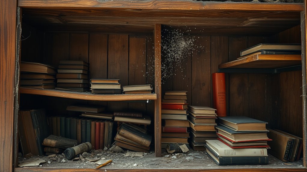 hidden dust behind shelves