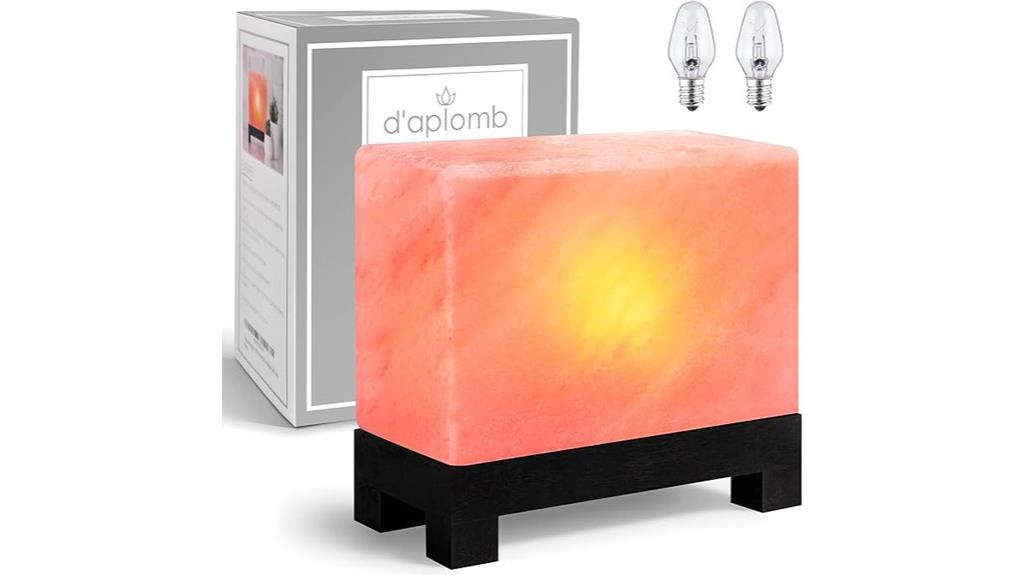 himalayan salt lamp with wood base