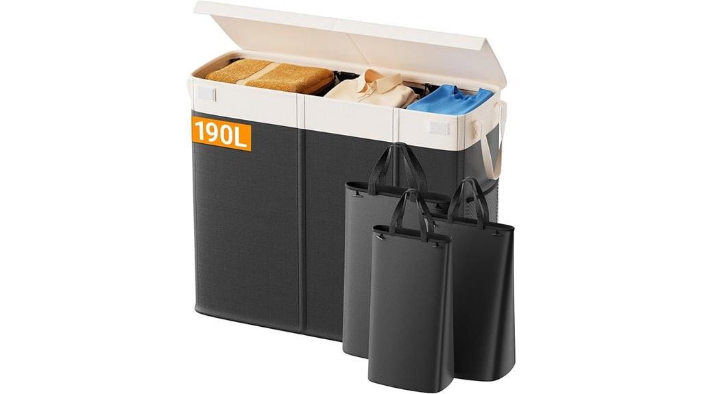 large 3 section laundry hamper