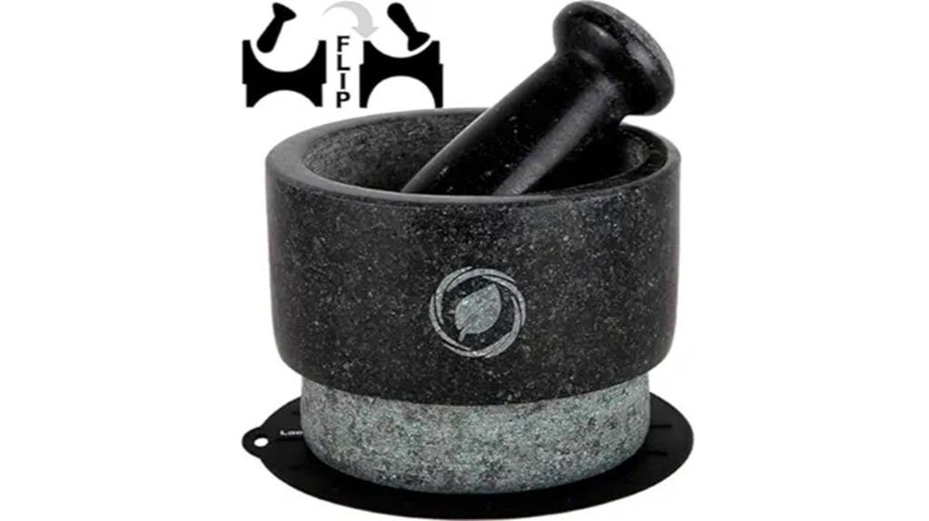 large black granite mortar