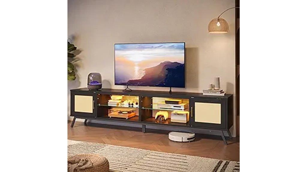 large black rattan tv stand