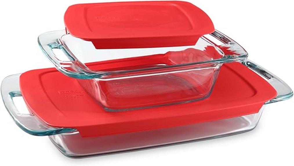 large glass baking dish set