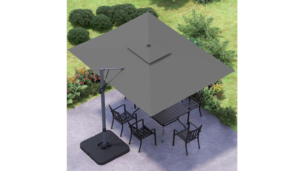 large green cantilever umbrella