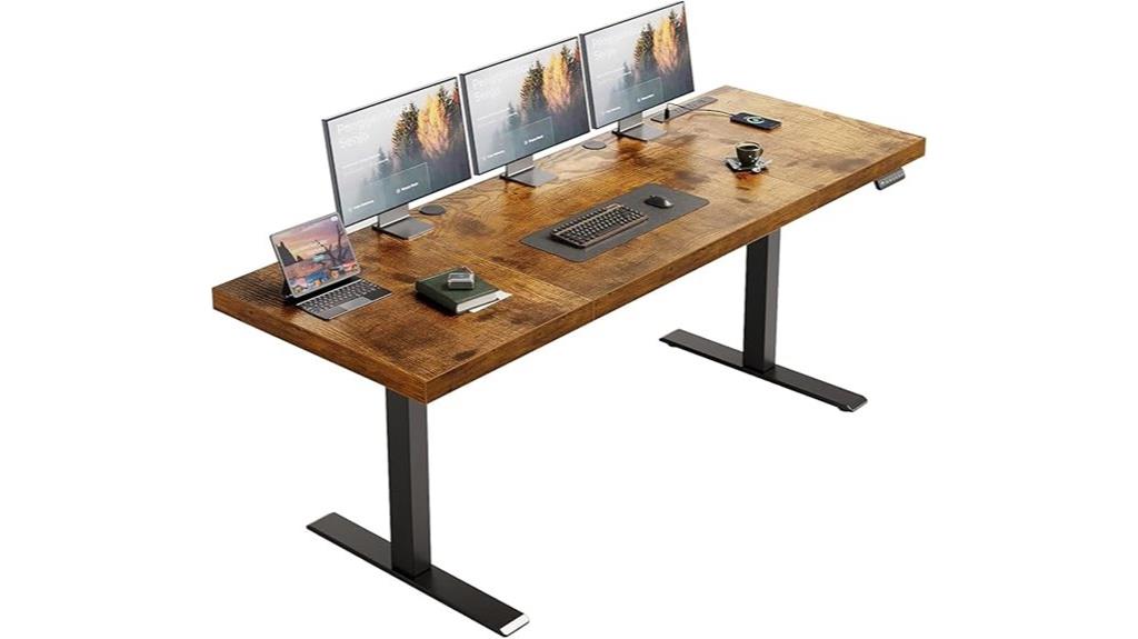 large rustic brown electric desk