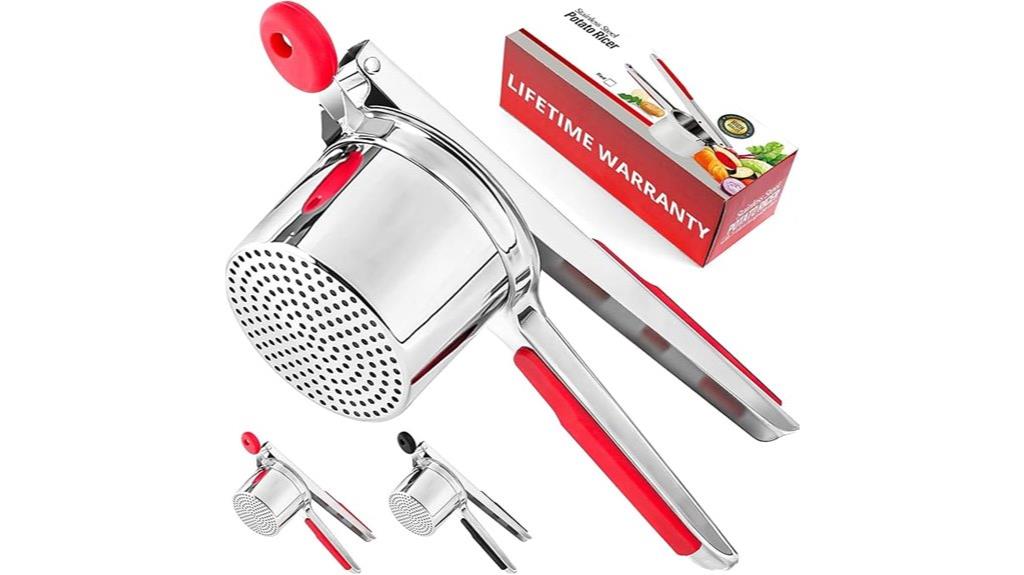 large stainless steel potato ricer