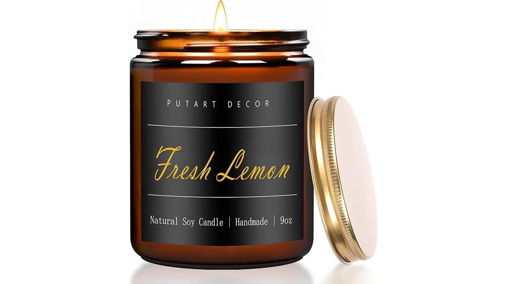 lemon scented soy candle