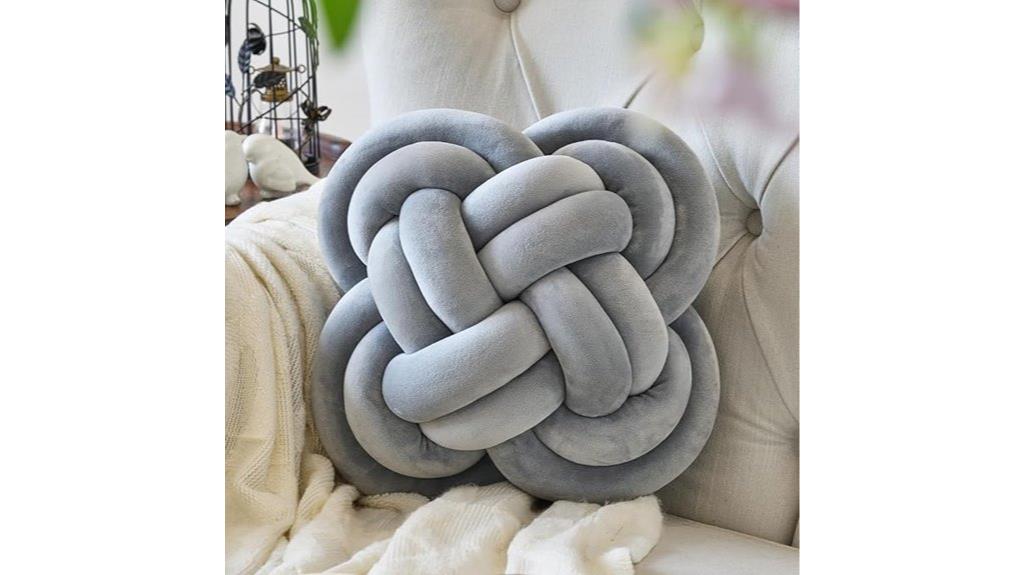 light grey knot pillow