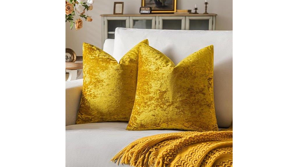 mustard velvet pillow covers