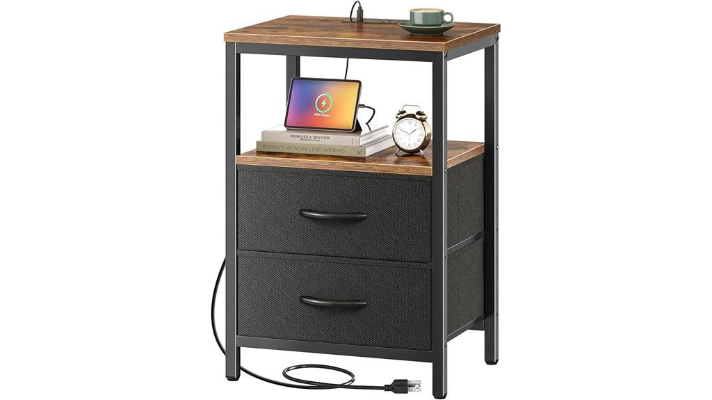 nightstand with charging ports