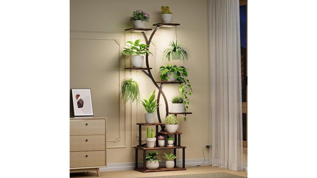 nine tier wooden plant stand