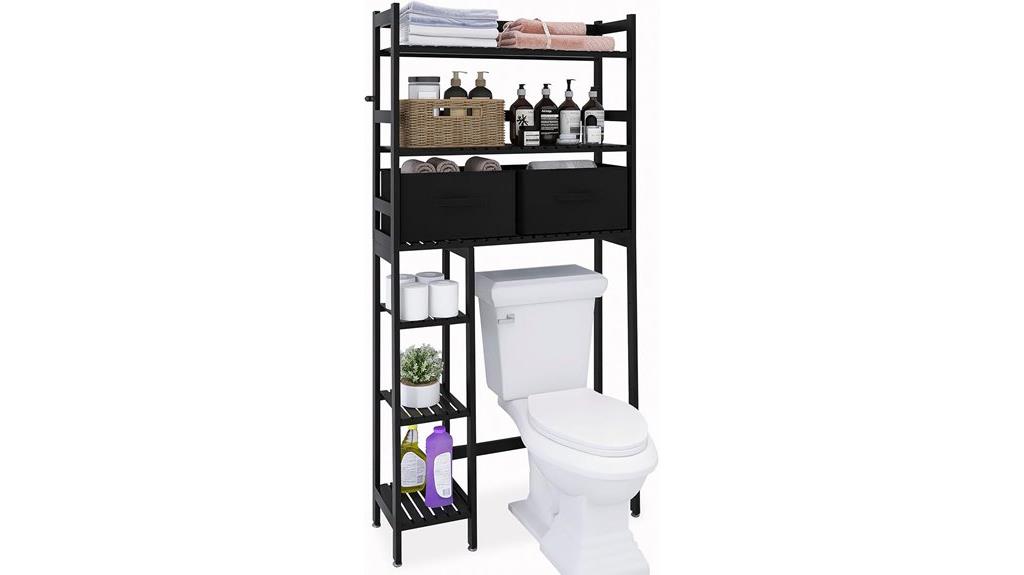 over the toilet bamboo storage