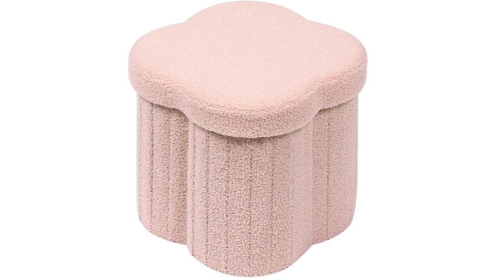 pink flower shaped storage ottoman