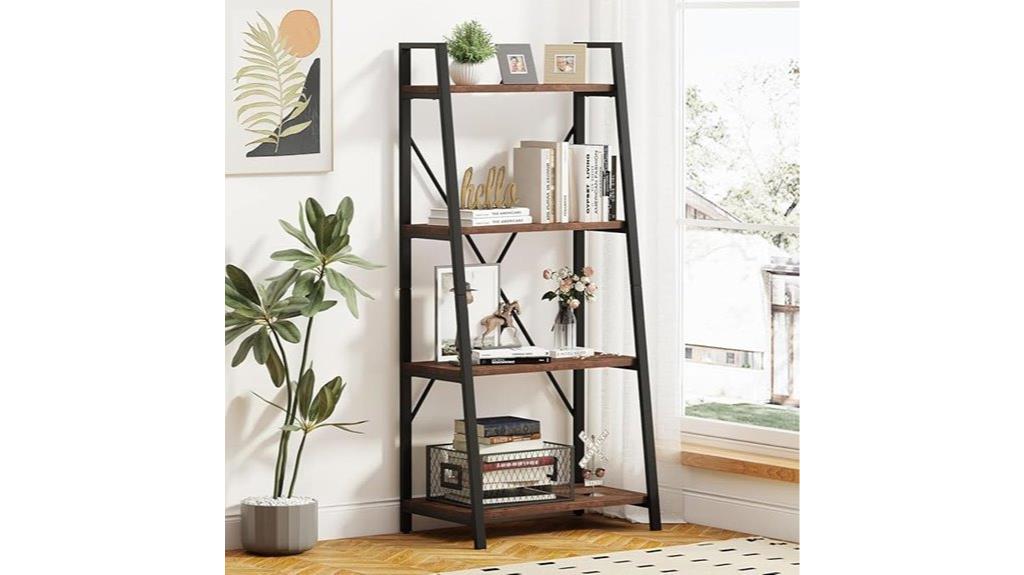 rustic 4 tier ladder shelf