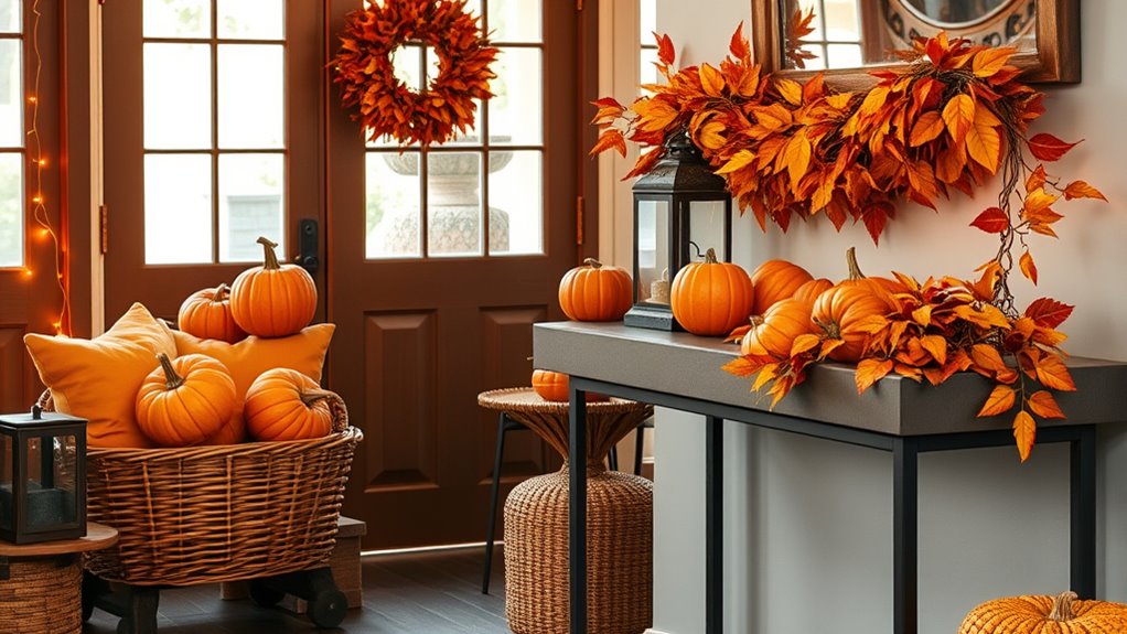 seasonal entryway fall decor