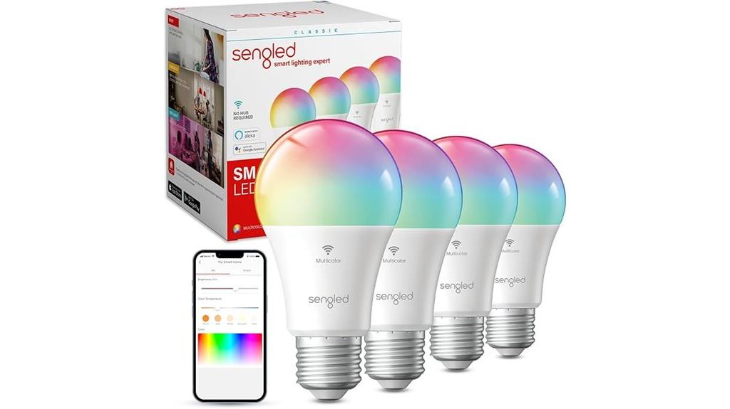 set of four color bulbs