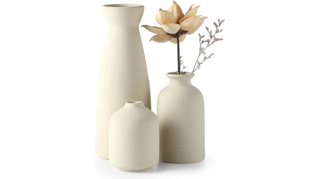 set of three beige vases