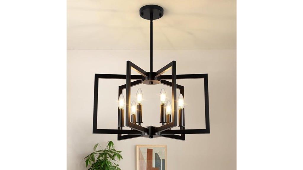 six light black chandelier