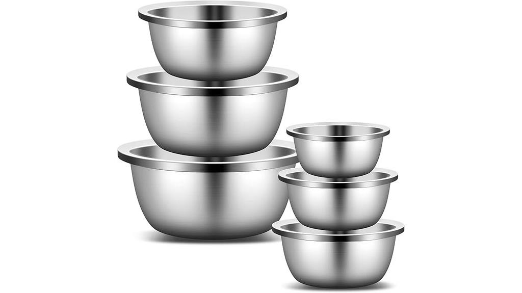 six piece stainless bowls