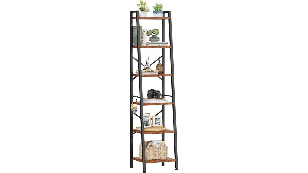 six tier ladder bookcase