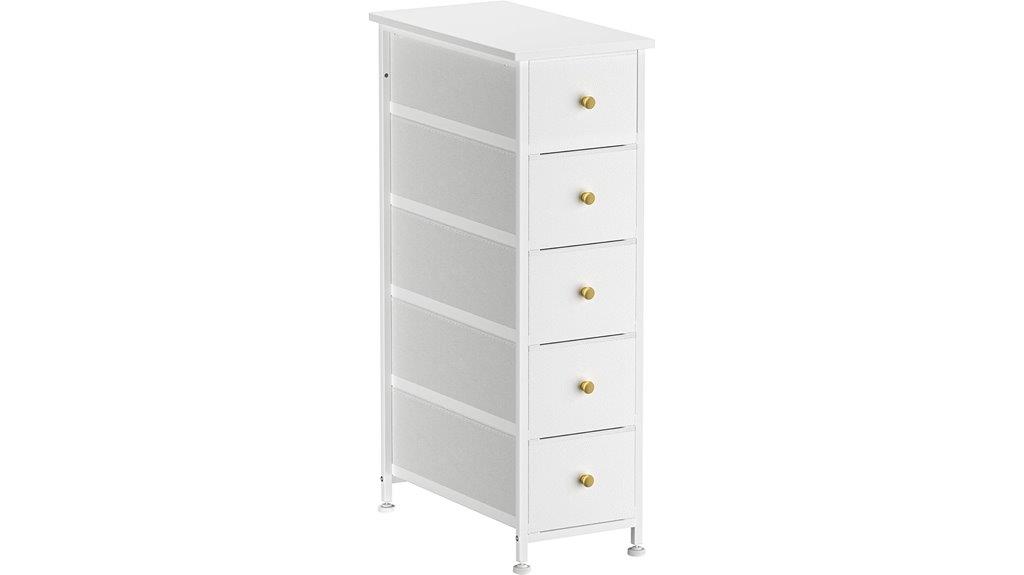 slim five drawer dresser