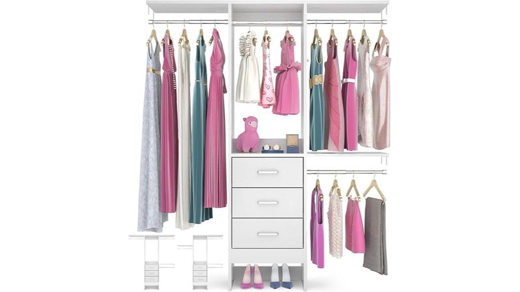 small closet with fabric drawers
