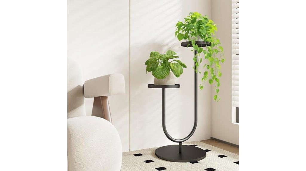 tall black metal plant stand