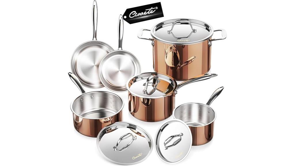 ten piece tri ply stainless cookware