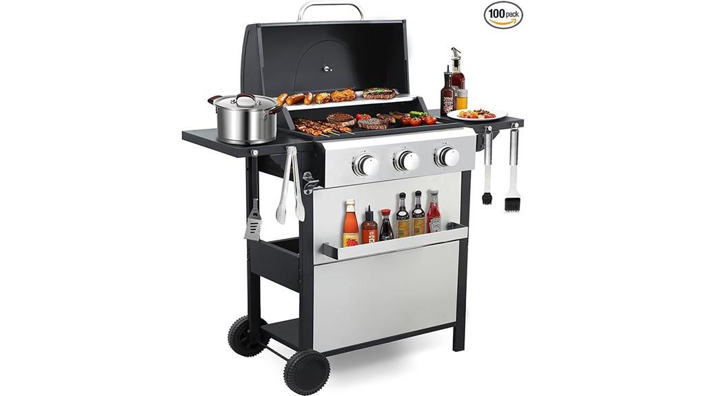 three burner propane grill