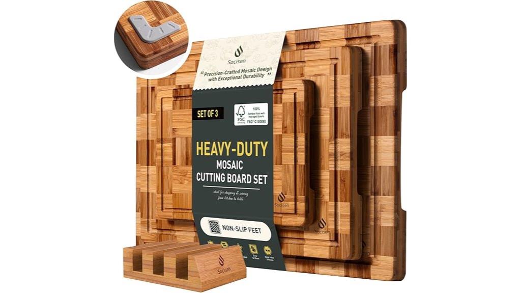three durable bamboo boards
