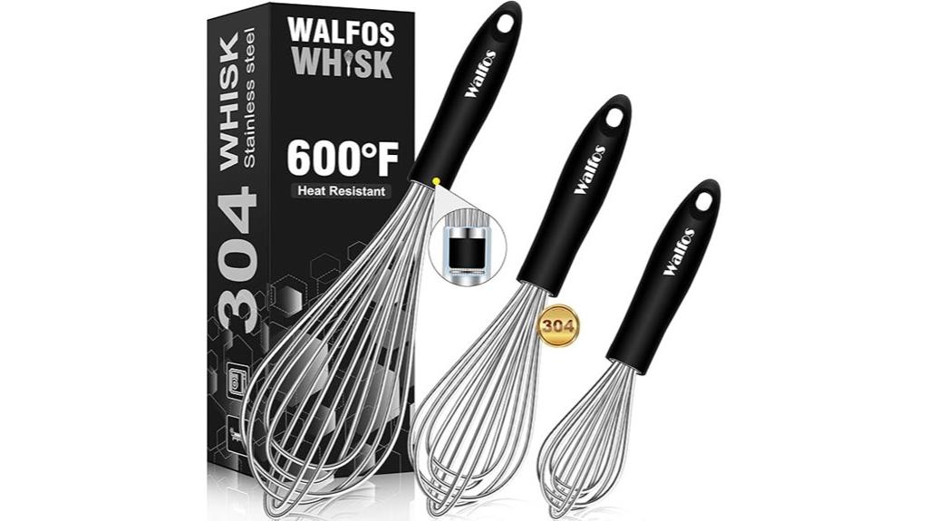 three pack stainless whisks