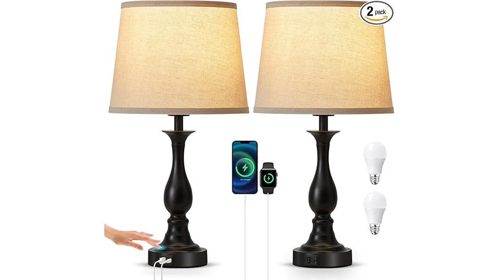 touch controlled bedside lamp