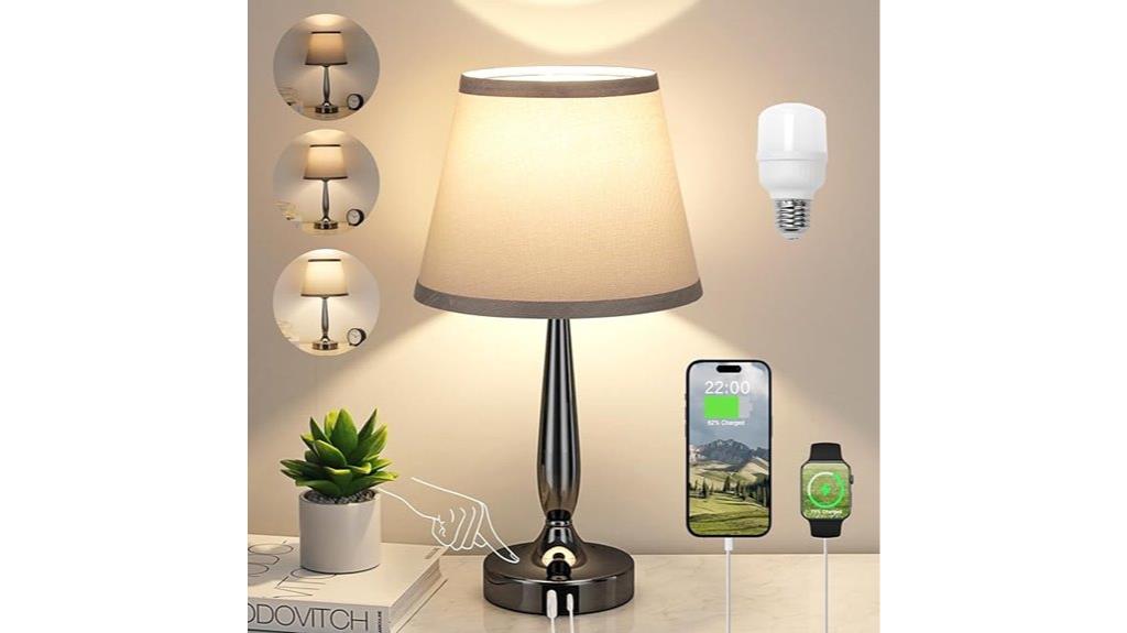 touch controlled lamp with usb c