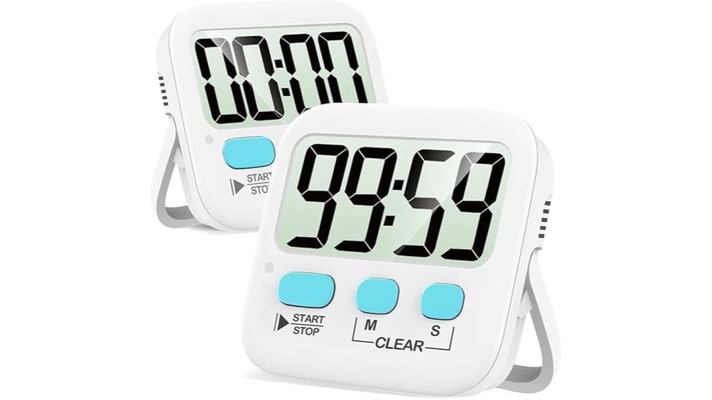 two magnetized kitchen timers