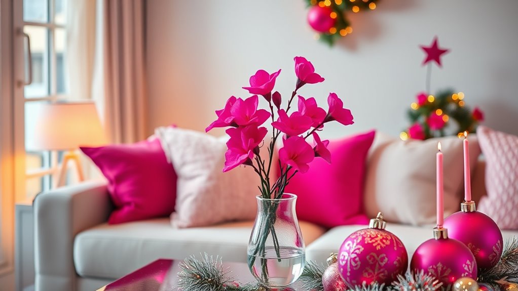 vibrant pink holiday accents