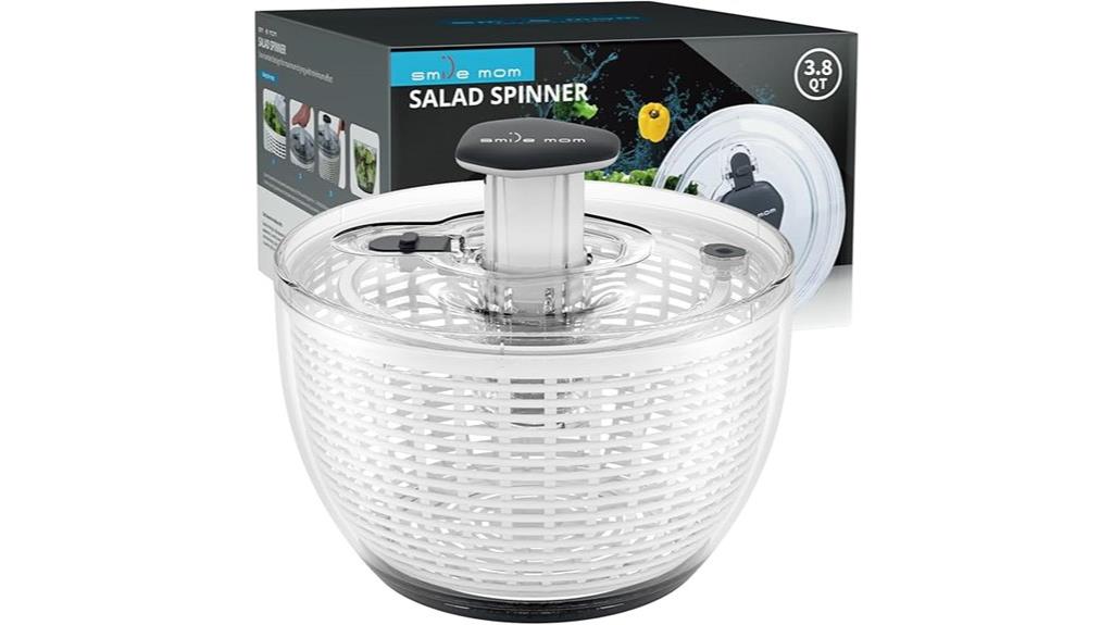 white 3 8 qt salad spinner