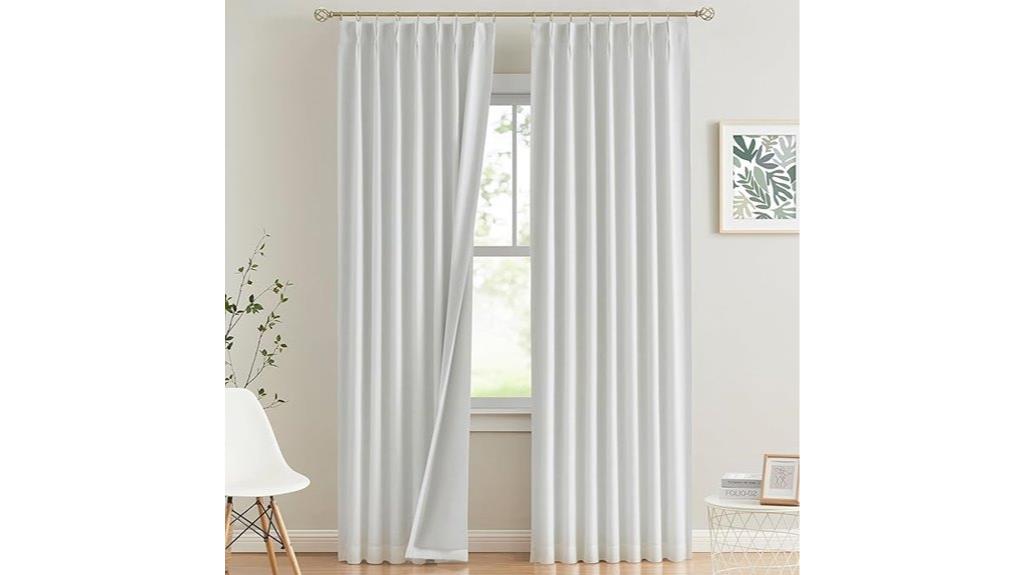 white pinched blackout curtains