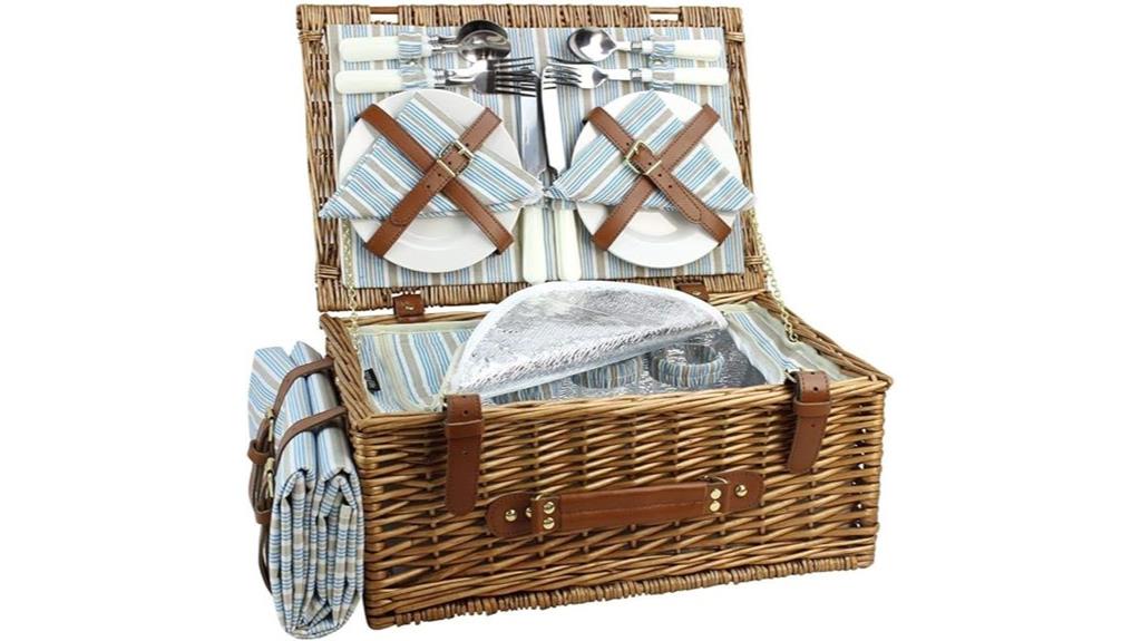 wicker picnic basket for four
