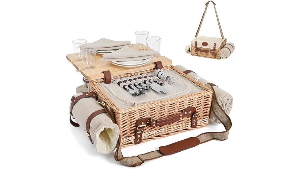 wicker picnic basket set