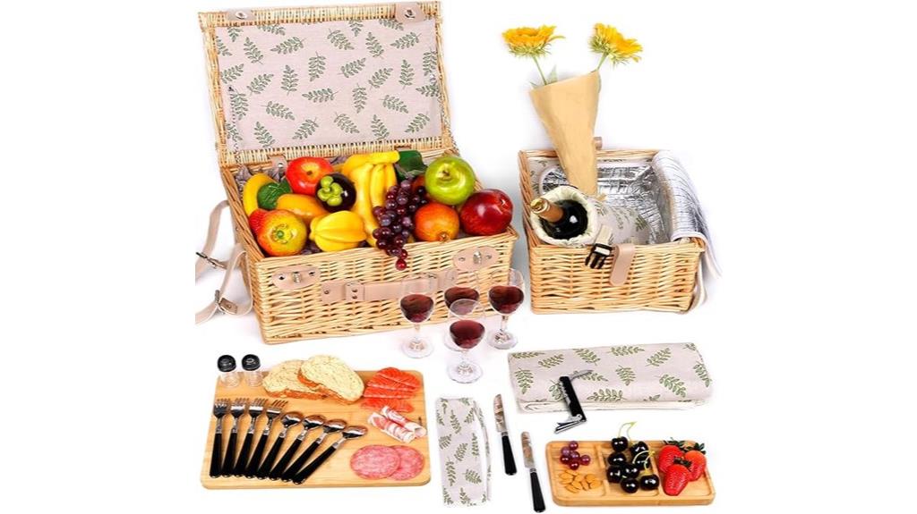 wicker picnic basket set
