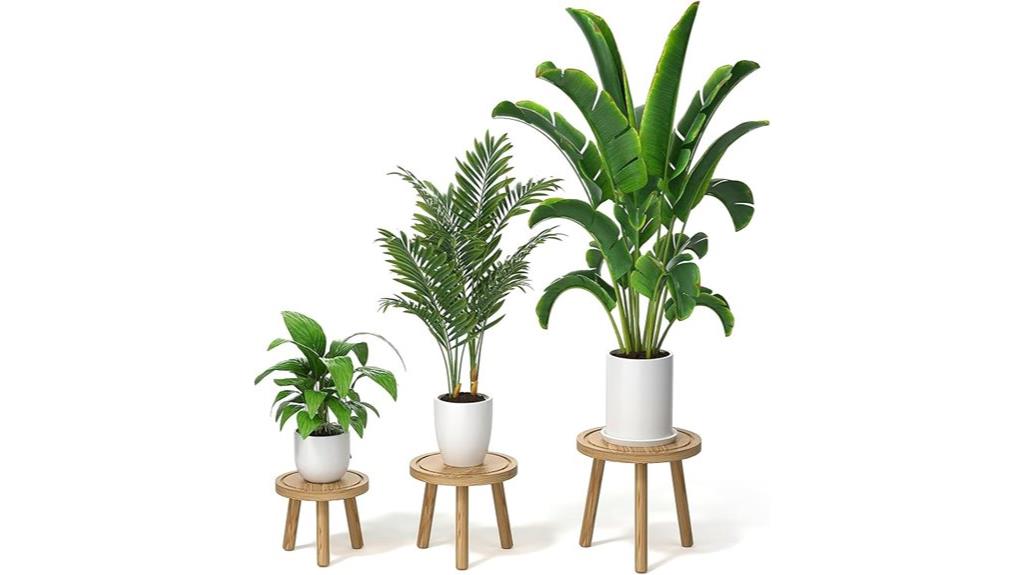 wooden plant stand set