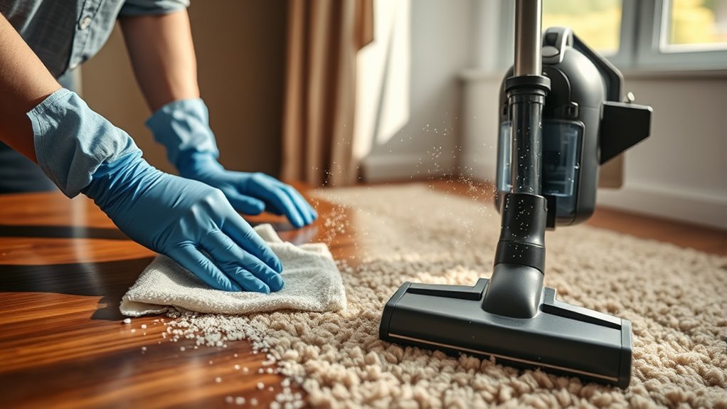 dusting and vacuuming surfaces