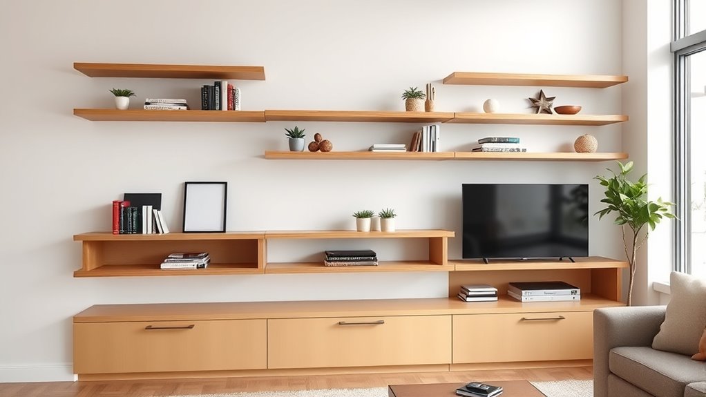 floating shelves maximize space
