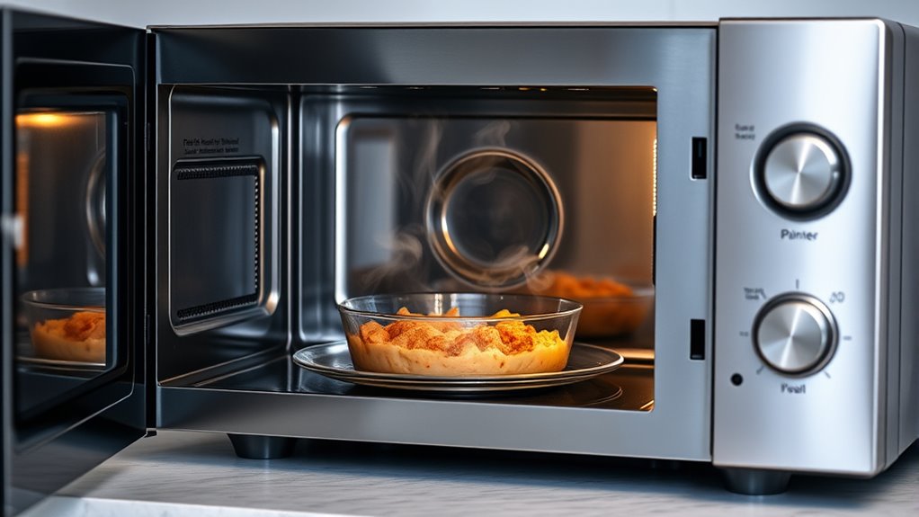 microwave energy heats food