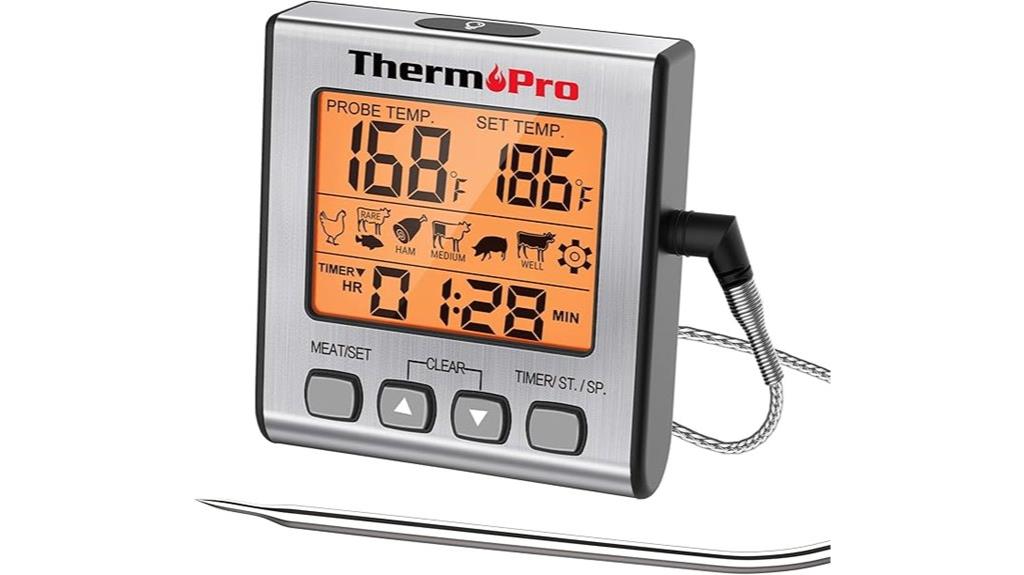 digital meat thermometer with timer