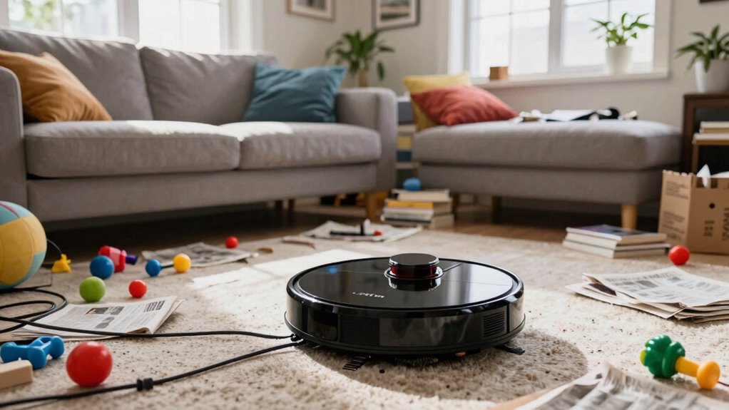 cluttered floor cleaning features