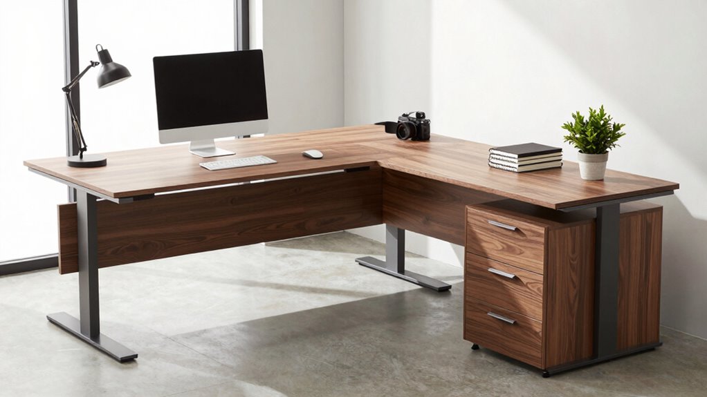 top l shaped desk drawers