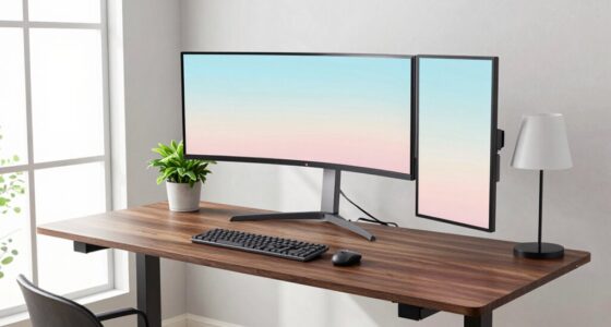 top two monitor electric desks